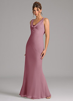 Azazie Rylina Bridesmaid Dresses Vintage Mauve Mermaid Pleated Chiffon Dress image4