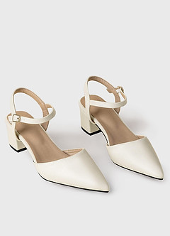front Pointed-Toe Ankle Strap Heels