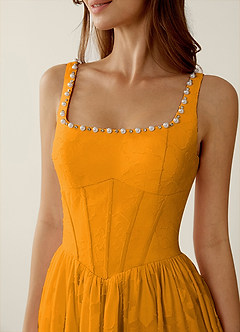 Megan Butterscotch Lace A-line Prom Dress image6