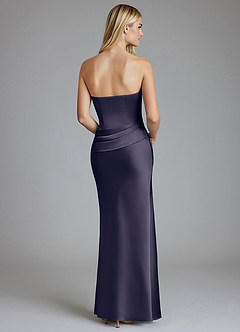 Azazie Lenya Bridesmaid Dresses Stormy Sheath Pleated Stretch Satin Dress image2