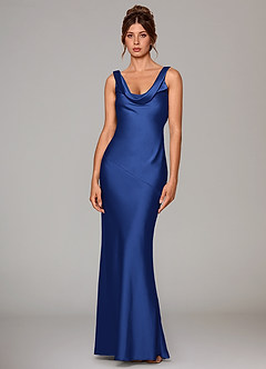 Azazie Rylina Bridesmaid Dresses Royal Blue Mermaid Stretch Satin Dress image1