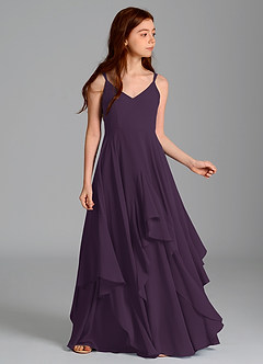 Azazie Karan Junior Plum A-Line Chiffon Dress image3