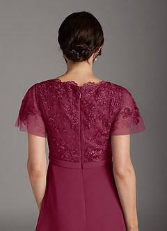 Azazie Singer Abiti per la Madre della Sposa Abito A-Line in Chiffon con Scollo a V in Pizzo Gelso image4