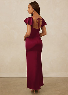 Christian Siriano Bridal for Azazie 1005 Bridesmaid Dresses Flutter Sleeve Stretch Satin Sheath Dress image2