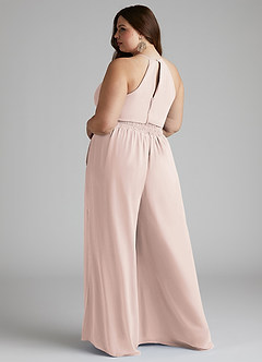 Azazie Kenzi Bridesmaid Dresses Rose Petal Pleated Chiffon Jumpsuit image9