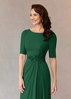 Azazie Joelle Mother of the Bride Dresses Dark Green A-Line Sequins Stretch Crepe Dress image5