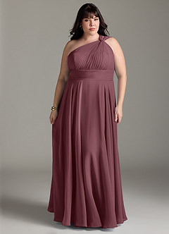 Azazie Charlize Bridesmaid Dresses Sangria A-Line One Shoulder Chiffon Dress image7