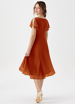 Azazie Graciela Junior Paprika A-Line Pleated Chiffon Dress image6