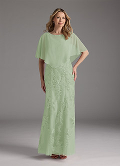 Azazie Whilhelmina vestidos de madre de la novia Vestido de Salvia Polvorienta de Gasa de Sirena con Encaje image1