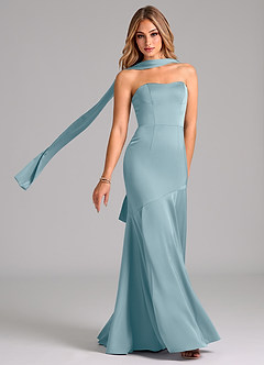 Azazie Shiloh Bridesmaid Dresses Moody Blue Mermaid Strapless Stretch Satin Convertible Dress image1