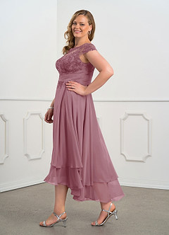 Azazie Shonda Kleider für die Brautmutter Spitze Chiffon Kleid Vintage Mauve image10
