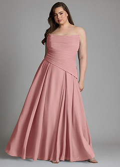 Azazie Gabriela Bridesmaid Dresses Dusty Rose A-Line Corset Chiffon Dress image15
