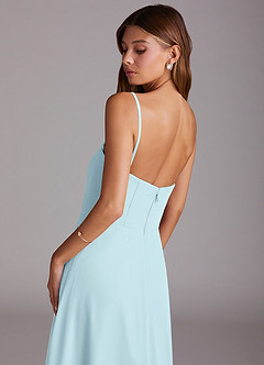 Azazie Wren Bridesmaid Dresses Cloud Blue A-Line Side Slit Chiffon Convertible Dress image7
