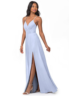Azazie Everleigh Robes de demoiselle d'honneur Robe Trapèze en Mousseline de soie Plissé en cœur Eis image6