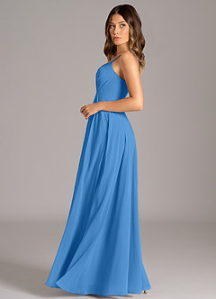 Azazie Amani Bridesmaid Dresses Blue Jay A-Line Pleated Chiffon Dress image3