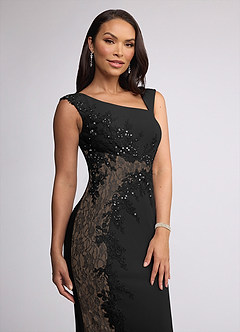 Azazie Juliane Mother of the Bride Dresses Black Mermaid Sequins Lace Dress image3