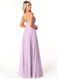 Azazie Moira Abiti da Damigella Abito A-Line in Chiffon con Scollo a U Lilla Glassato image5