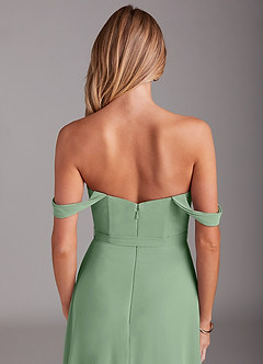 Azazie Aaron Robes de demoiselle d'honneur Robe Trapèze Convertible en Mousseline de soie Épaule décolletée Matcha image8