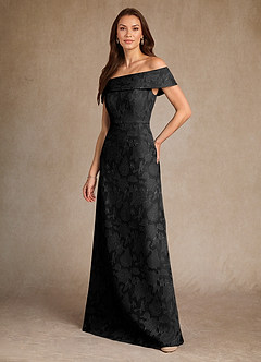 Azazie Medford vestidos de madre de la novia Vestido de Negro de Devorado Floral de Corte En A con Vestidos sin tirantes image5