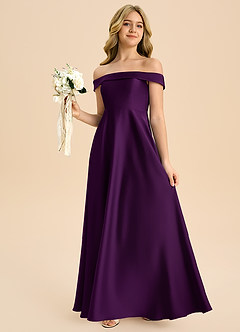 Azazie Sissy Junior Vestido de Uva de Satén Elástico de Corte en A con Vestidos sin tirantes image3