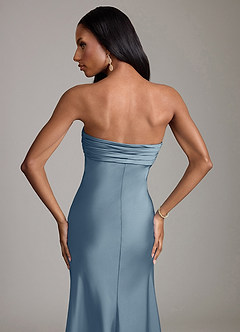 Azazie Saylor 신부 들러리 드레스 인어 스트랩리스 스트레치 새틴 바닥 길이 드레스 image6