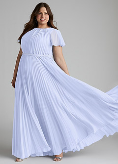 Azazie Kara Modest Bridesmaid Dresses A-Line Pleated Chiffon Floor-Length Dress image10
