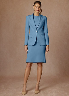 Kennedy Steel Blue Structured Stretch Jacket and Dress Suit Set