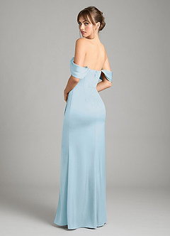 Azazie Johana Vestidos de damas de honor Vestido de Azul Cielo de Satén Elástico de Corte Sirena Convertible con Vestidos sin tirantes image8