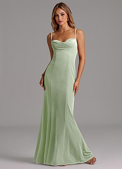 Azazie Karryn Bridesmaid Dresses Dusty Sage Mermaid Corset Velvet Dress image4