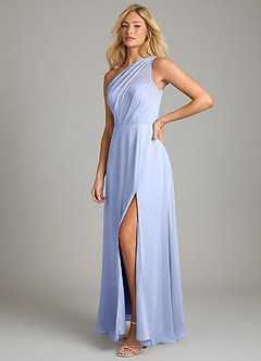 Azazie Phaedra Bridesmaid Dresses Ice A-Line One Shoulder Chiffon Dress image5