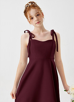 Azazie Rosey Junior Cabernet A-Line Sweetheart Neckline Stretch Crepe Dress image7