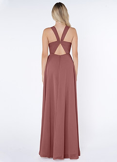 Azazie Jane Final Sale Desert Rose A-Line V-Neck Pleated Chiffon Dress image2