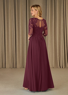 Azazie Mirielle vestidos de madre de la novia Vestido de Cabernet de Gasa de Corte En A con Encaje Scoop image4