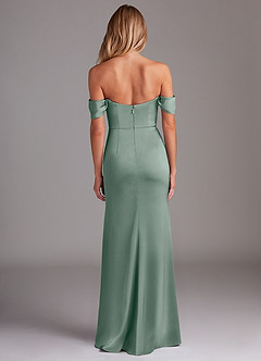 Azazie Saige Vestidos de damas de honor Vestido de Salvia Plateada de Satén Elástico de Corte Recto con Vestidos sin tirantes image10