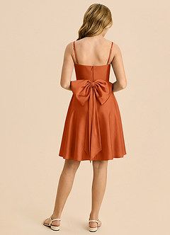 Azazie Bear Junior Burnt Orange A-Line Sweetheart Neckline Stretch Satin Dress image2