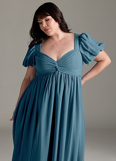 Azazie Madisynn Maternity Bridesmaid Dresses Bow Chiffon Floor-Length Dress image9