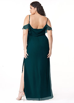 Azazie Emeralda Vestidos de damas de honor Vestido de Pino de Gasa de Corte Recto con Vestidos sin tirantes image8