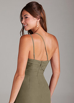 Azazie Eren Bridesmaid Dresses Willow Green Mermaid One Shoulder Chiffon Dress image2