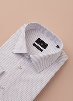front Aiden Soft Lavender 100% Cotton Non-Iron Striped Dress Shirt