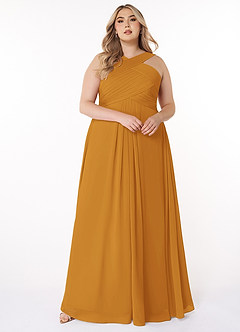 Azazie Kaleigh Bridesmaid Dresses Butterscotch A-Line Pleated Chiffon Dress image7
