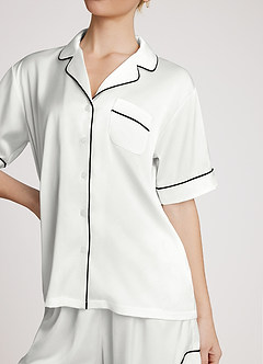 front Pyjama-Set mit Satin-Kontrastpaspelierung
