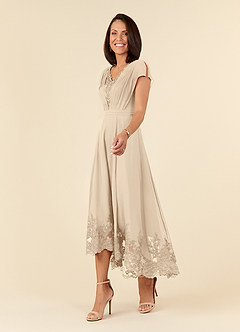 Azazie Palana Mother of the Bride Dresses Champagne A-Line Lace Chiffon Dress image2