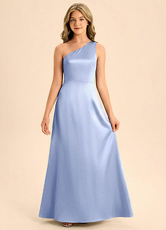 Azazie Eulalie Junior Jurk van Stretch Satijn met Zeemeermin Boog Ijs image3