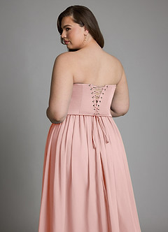 Azazie Cadence Robes de demoiselle d'honneur Robe Trapèze Convertible en Satin extensible Corset Rose Poudré image20