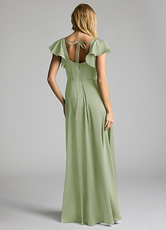 Azazie Bondi Bridesmaid Dresses Dusty Sage A-Line Bow Stretch Satin Dress image4