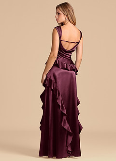 Azazie Sloane 신부 들러리 드레스 A라인 스윗하트 네크라인 메탈릭 새틴 바닥 길이 드레스 image2