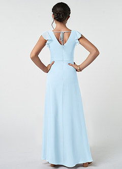 Azazie Claudine Junior Sky Blue A-Line Pleated Chiffon Dress image2