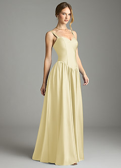 Azazie Evadina Suknie dla druhen Linia A Gorset Satyna elastyczna Do ziemi Sukienka image4