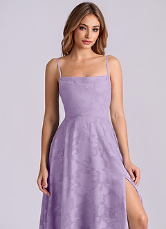 Azazie Elle Final Sale Lilac A-Line Pleated Floral Burnout Dress image5