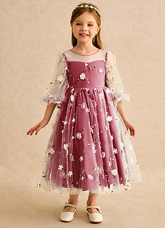 Azazie Elowen Flower Girl Dresses Scarlet A-Line Sweetheart Neckline Lace Dress image3